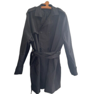 Women's Black Short Trench Coat Double Breasted Belted Plus Size 4X 2X